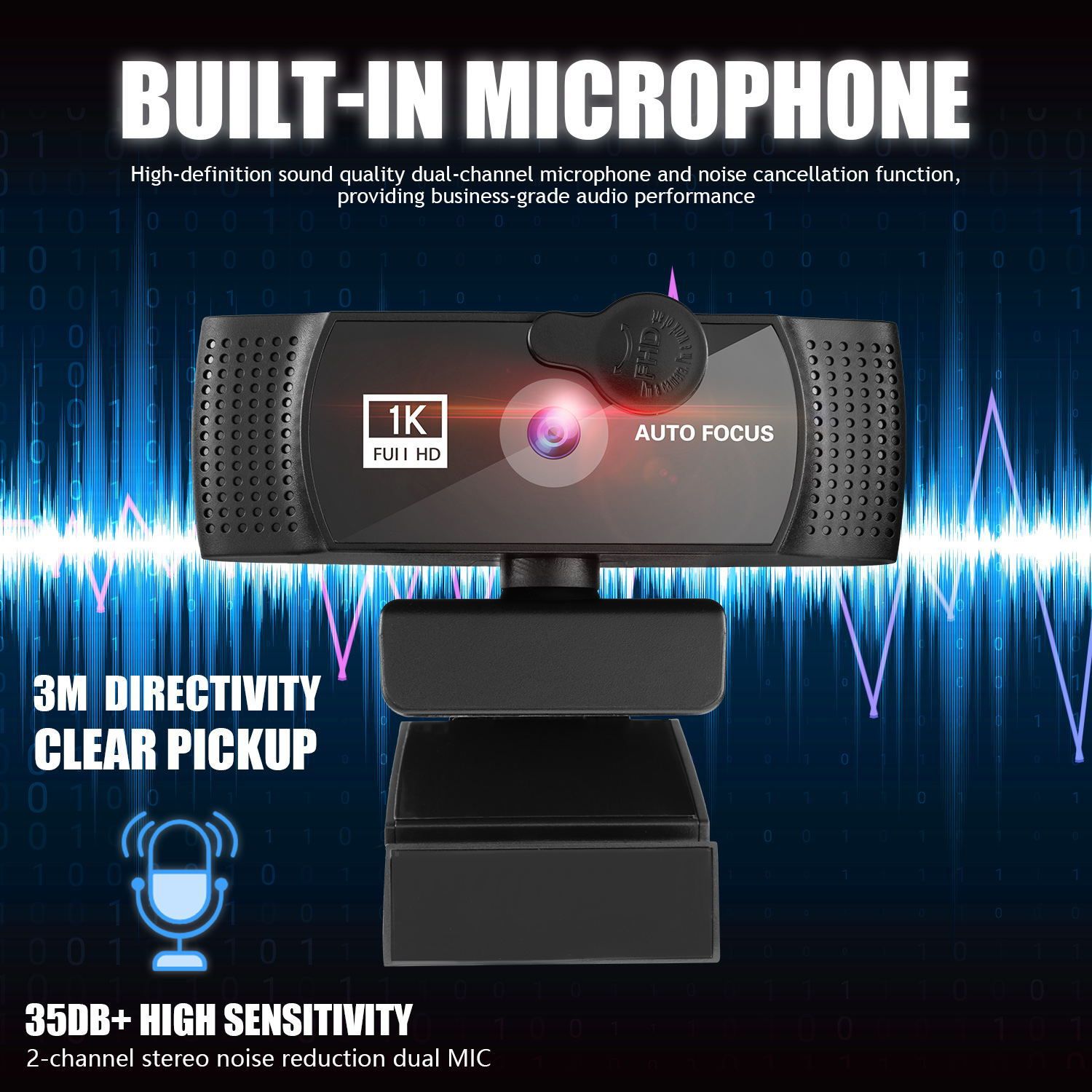 Camera and Microphone for Desktop Computer, AutoFocus 1080p Webcam with Tripod Stand and Privacy Cover FHD USB Web Camera for Video Conferencing Webcast 120-degree Wide Angle