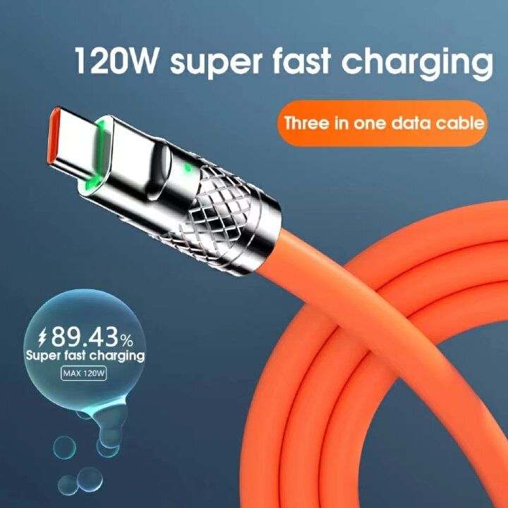 Charger cables Fast charging data cables Max120W 2.4A Charging Cable/ 3 specifications to choose from 【3-in-1 charging cables】【 Type-C charging cables】【Android charging cables】
