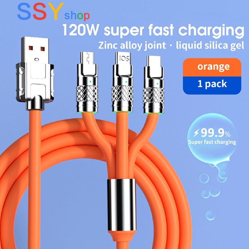 Charger cables Fast charging data cables Max120W 2.4A Charging Cable/ 3 specifications to choose from 【3-in-1 charging cables】【 Type-C charging cables】【Android charging cables】