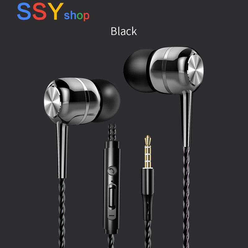 Top Sale Wired Earphones 3.5mm with Microphone Noise Isolating Surround Free Bass Stereo In-ear Gaming Running Sport Earphones Subwoofer earbuds Mobile Accessories For Android phones Black Pink