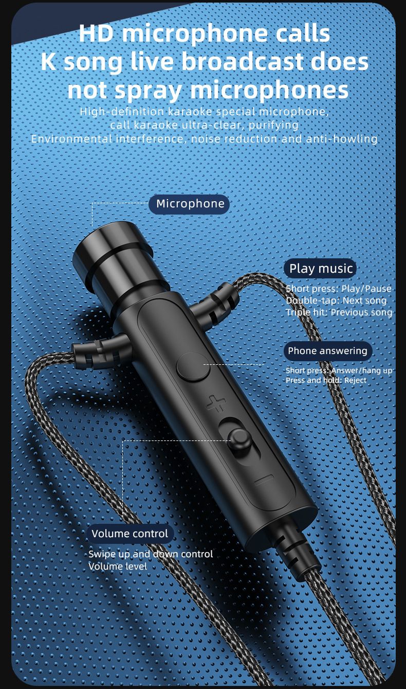 Lavalier Microphones Wired Earphones Earplugs Noise reduction anchor karaoke recording game 3.5mm Type-c headset high-quality mobile phone computer headset