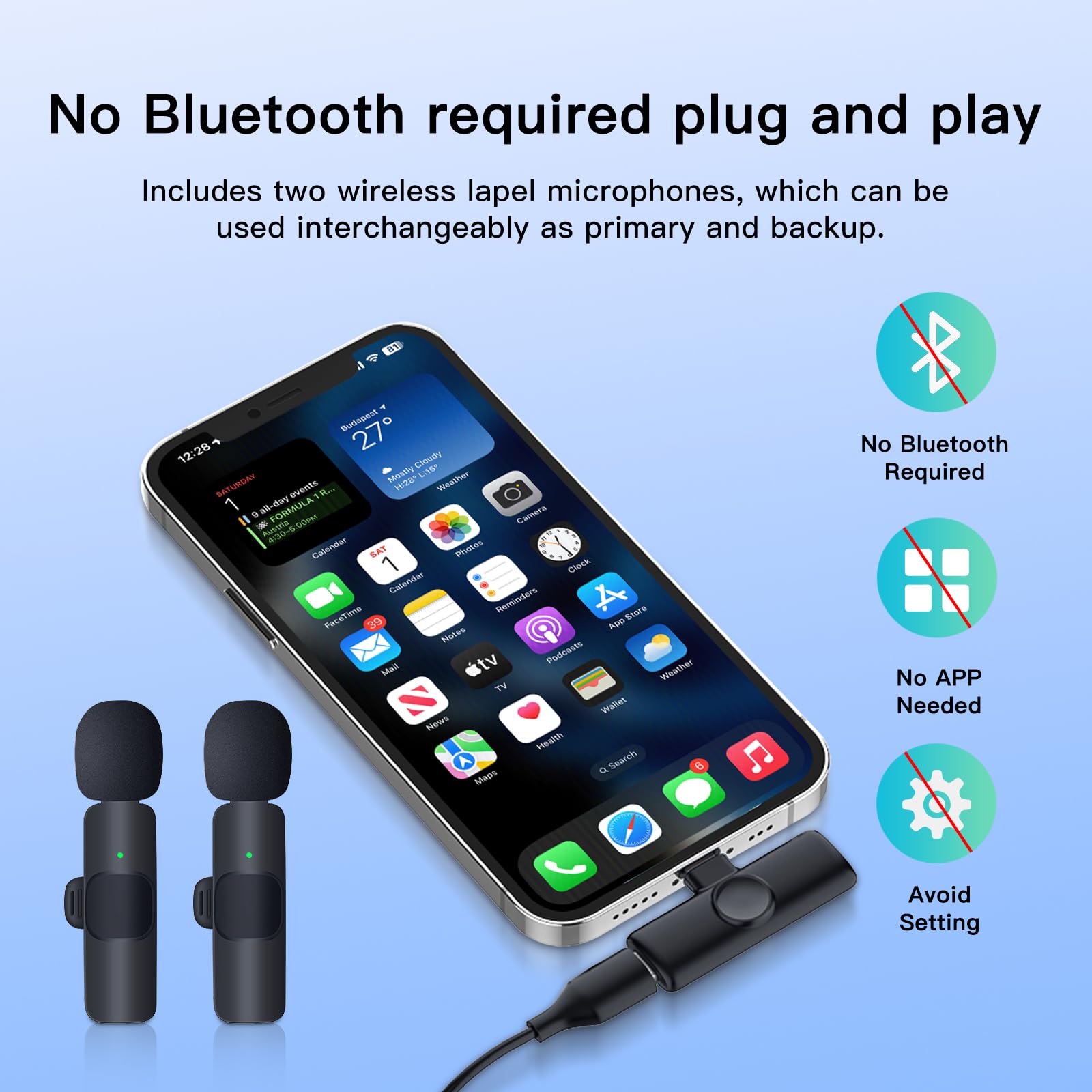 K9 Type-C Wireless Bluetooth Lavalier Microphones Portable Audio Video Recording Mini Mic for Phone Live Broadcast Gaming Mic Wireless Microfone for TIKTOK Youtube FacebookGame Photo Video Accessories