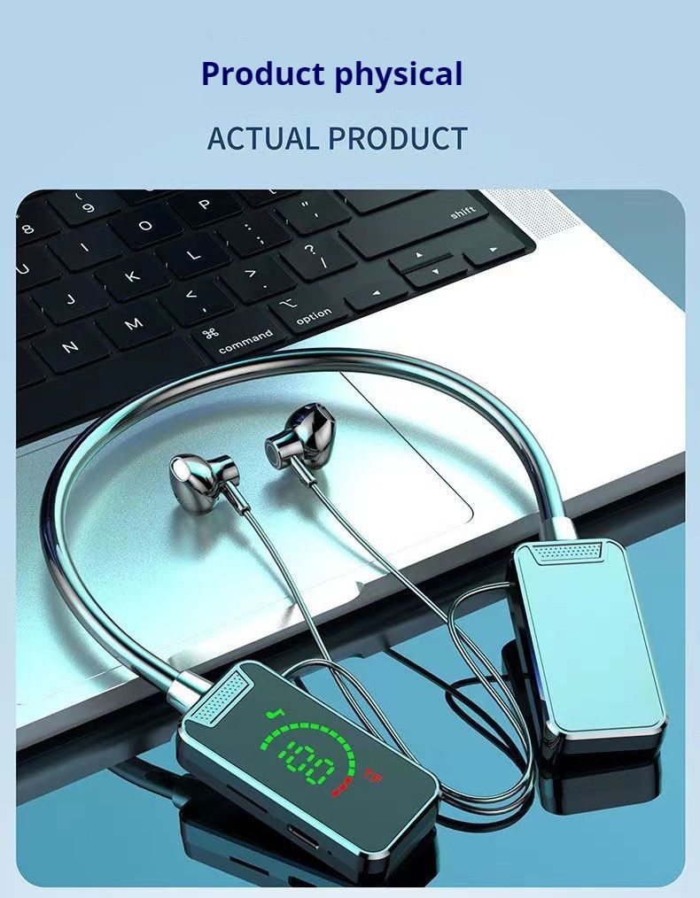 New style neck hanging bluetooth headset sports karaoke super long standby super large digital display LED display stereo HIFI headphones sports noise reduction headphoneseadset