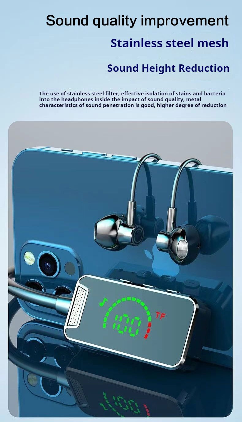 New style neck hanging bluetooth headset sports karaoke super long standby super large digital display LED display stereo HIFI headphones sports noise reduction headphoneseadset