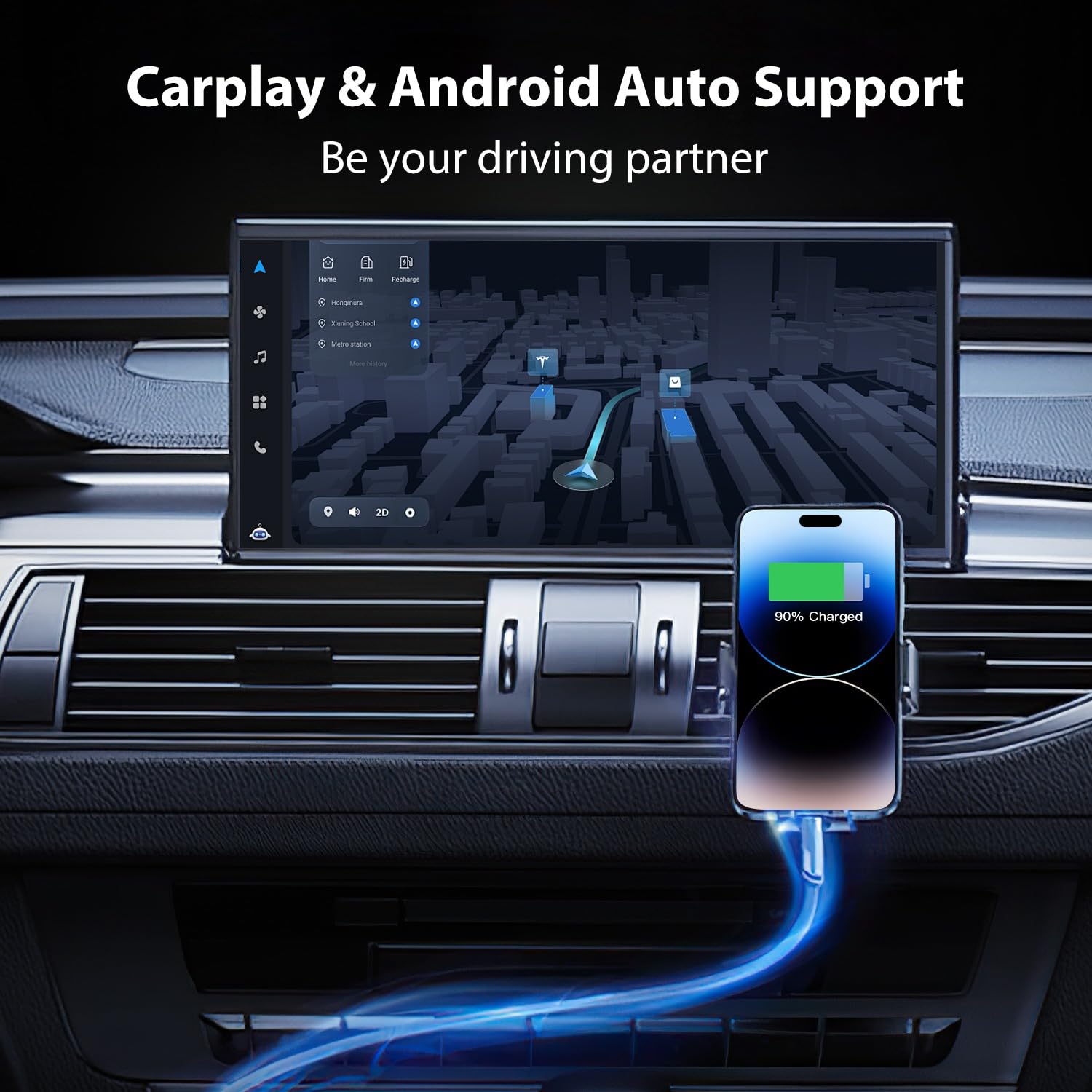 Four-in-one fast charging data cable suitable for Apple, Huawei, Xiaomi charging cable and car data cable