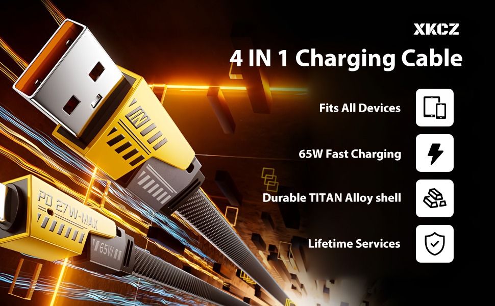 Four-in-one fast charging data cable suitable for Apple, Huawei, Xiaomi charging cable and car data cable