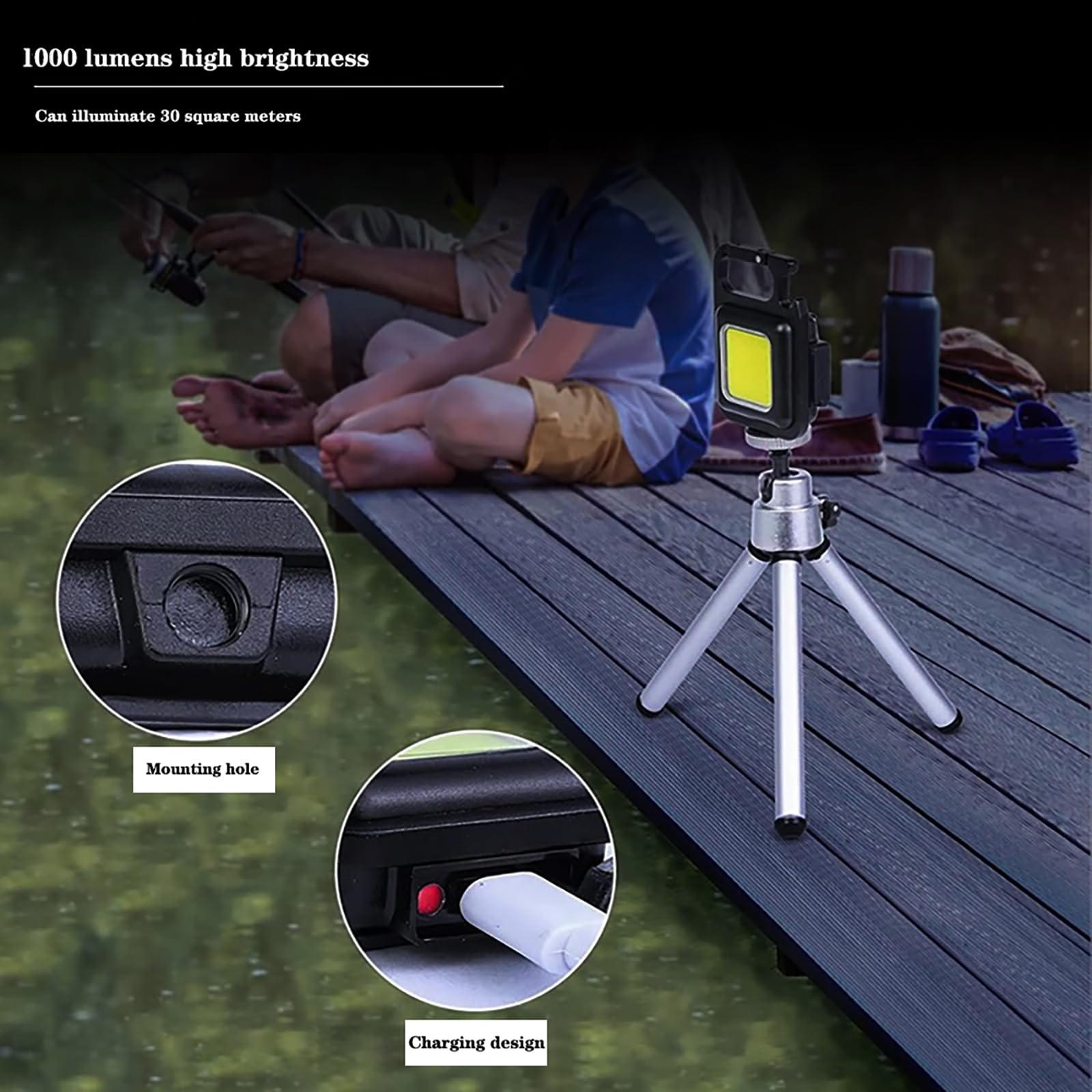 Portable work light mini multi-function keychain light COB charging outdoor camping emergency strong light small flashlight USB rechargeable indoor desktop lighting