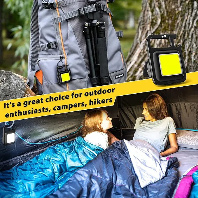 Portable work light mini multi-function keychain light COB charging outdoor camping emergency strong light small flashlight USB rechargeable indoor desktop lighting