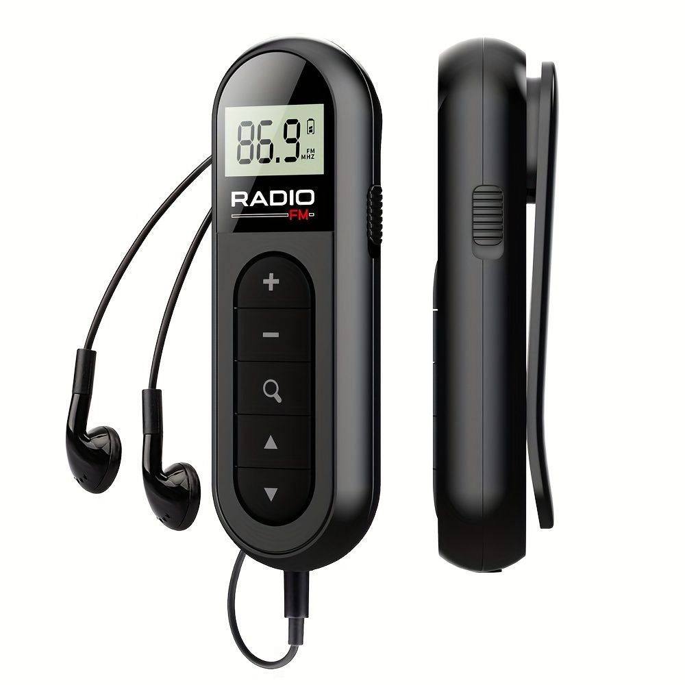 Ultra-Portable Hands-Free FM Radio Neck Clip  Quick-Charging High-Quality Sound for Sports Tours & More - Rechargeable Compact & Lightweigh