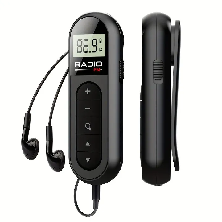 Ultra-Portable Hands-Free FM Radio Neck Clip  Quick-Charging High-Quality Sound for Sports Tours & More - Rechargeable Compact & Lightweigh