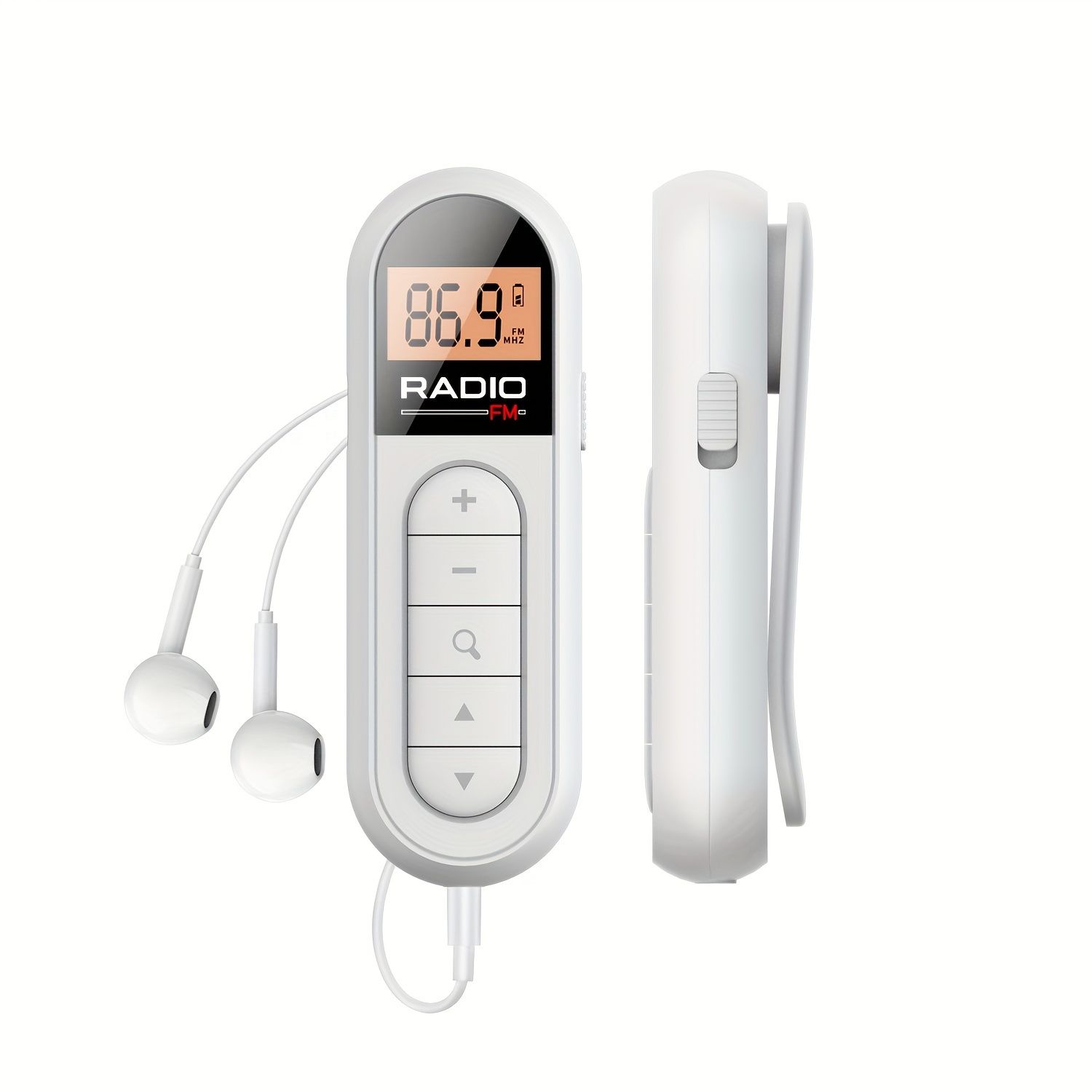 Ultra-Portable Hands-Free FM Radio Neck Clip  Quick-Charging High-Quality Sound for Sports Tours & More - Rechargeable Compact & Lightweigh