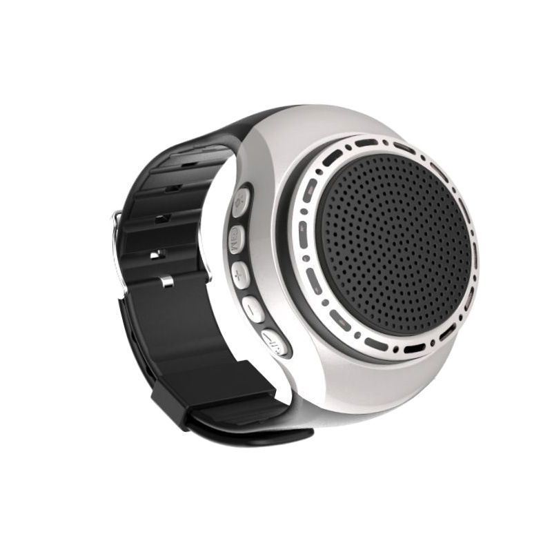 Portable BT Waterproof Wearable Speaker Watch with TWS+Voice Control+LED Flashing Light+MP3 Music Player+Mic