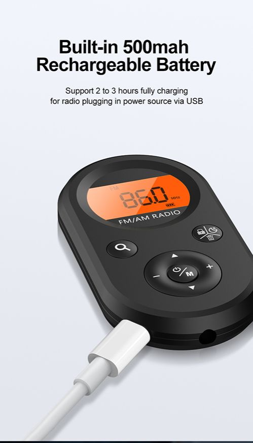 High Quality Dual AM FM Stereo Mini Pocket Radio Portable Plastic Speaker with Clear LED Digital Display for Outdoor Exercise