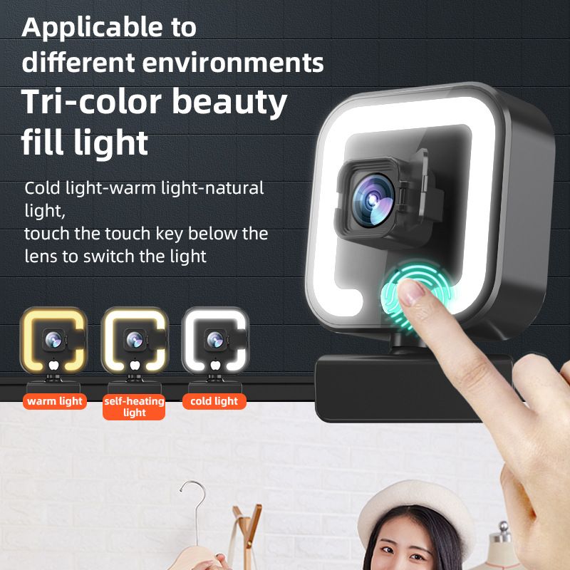 Beauty auto focus 1080P computer camera HD network USB live webcam2k free driver