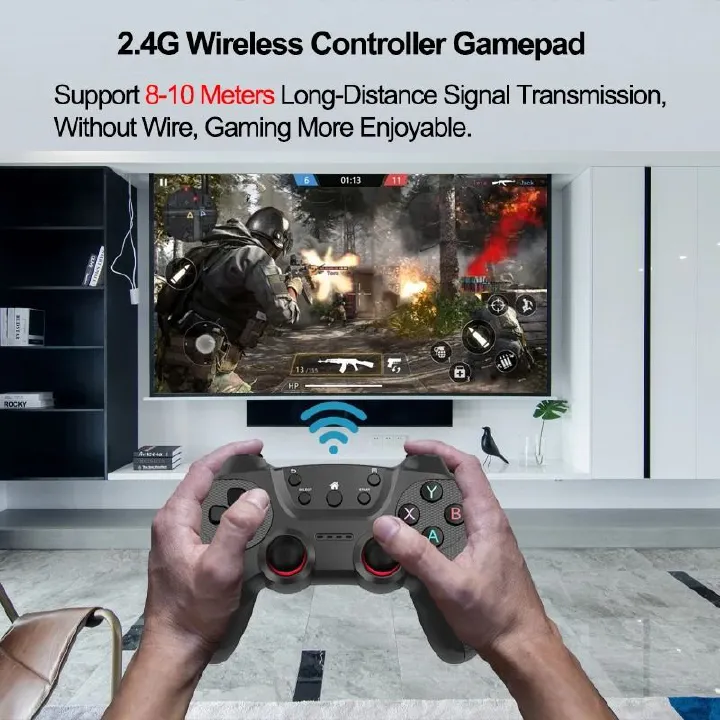 2pcs 2.4G Controller Gamepads Android Wireless Joystick For PS3 /PC/TV Box/Smart Phone Game Joystick For Super Console X Pro Gamepad Game Accessories Joypad Double Game Mobile Phone Handheld Device