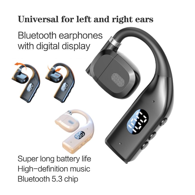 Bluetooth Earphone New Universal For Left And Right Ears Bluetooth Earpods Wireless Super Long Battery Life Single Ear Open Non-In-Ear Rotating OWS Ear Hook Mobile Accessories for iOS Android Phones