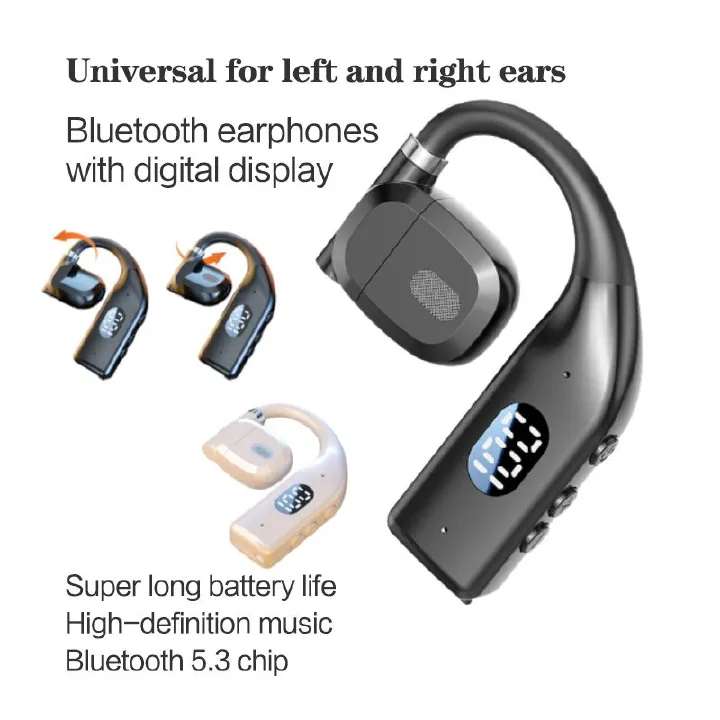 Bluetooth Earphone New Universal For Left And Right Ears Bluetooth Earpods Wireless Super Long Battery Life Single Ear Open Non-In-Ear Rotating OWS Ear Hook Mobile Accessories for iOS Android Phones