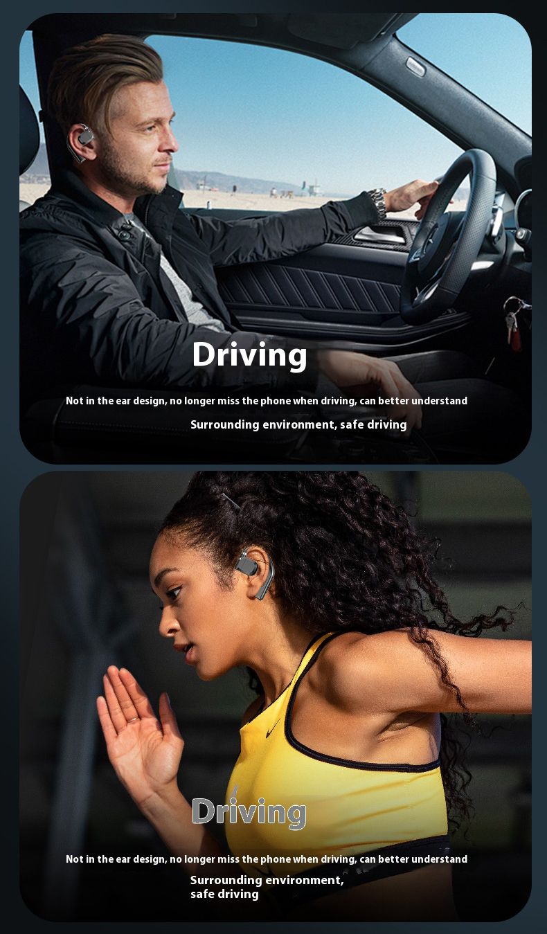 Bluetooth Earphone New Universal For Left And Right Ears Bluetooth Earpods Wireless Super Long Battery Life Single Ear Open Non-In-Ear Rotating OWS Ear Hook Mobile Accessories for iOS Android Phones