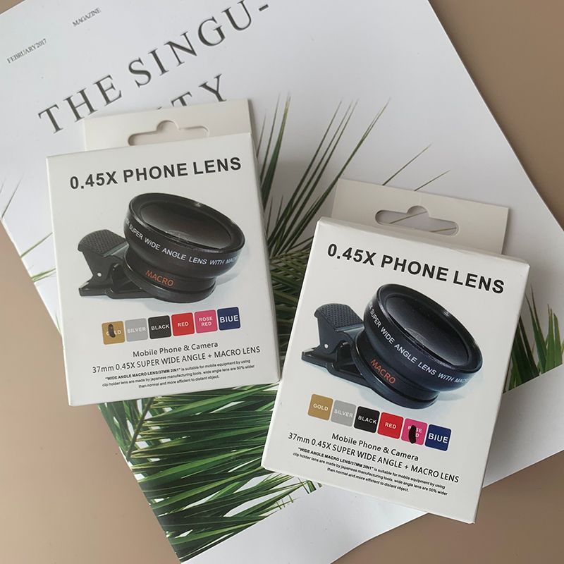 Lens Attachments 2 In 1 Mobile Phone Lens 0.45x Super Wide Angle 12.5x Macro HD Camera Lens For iPhone 12 11 8 7 6 XS Huawei Xiaomi Samsung