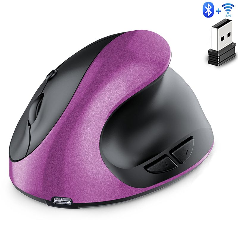 Wireless Bluetooth Mouse Rechargeable Dual Mode (Bluetooth 5.0 + USB)vertical mouse Wireless Mouse 2.4G High Precision Ergonomic Optical Mice with 3 Adjustable DPI 800/ 1200/ 1600 ， 6 Buttons