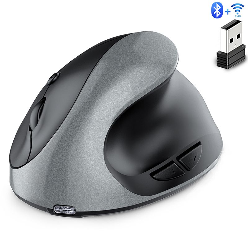 Wireless Bluetooth Mouse Rechargeable Dual Mode (Bluetooth 5.0 + USB)vertical mouse Wireless Mouse 2.4G High Precision Ergonomic Optical Mice with 3 Adjustable DPI 800/ 1200/ 1600 ， 6 Buttons