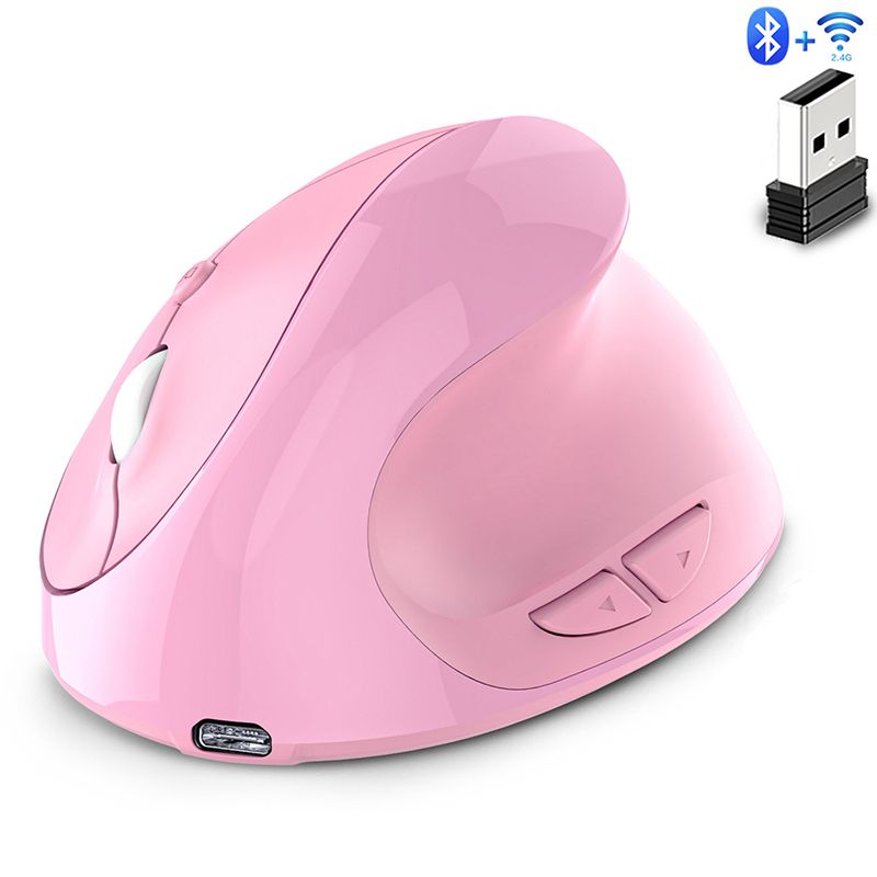 Wireless Bluetooth Mouse Rechargeable Dual Mode (Bluetooth 5.0 + USB)vertical mouse Wireless Mouse 2.4G High Precision Ergonomic Optical Mice with 3 Adjustable DPI 800/ 1200/ 1600 ， 6 Buttons