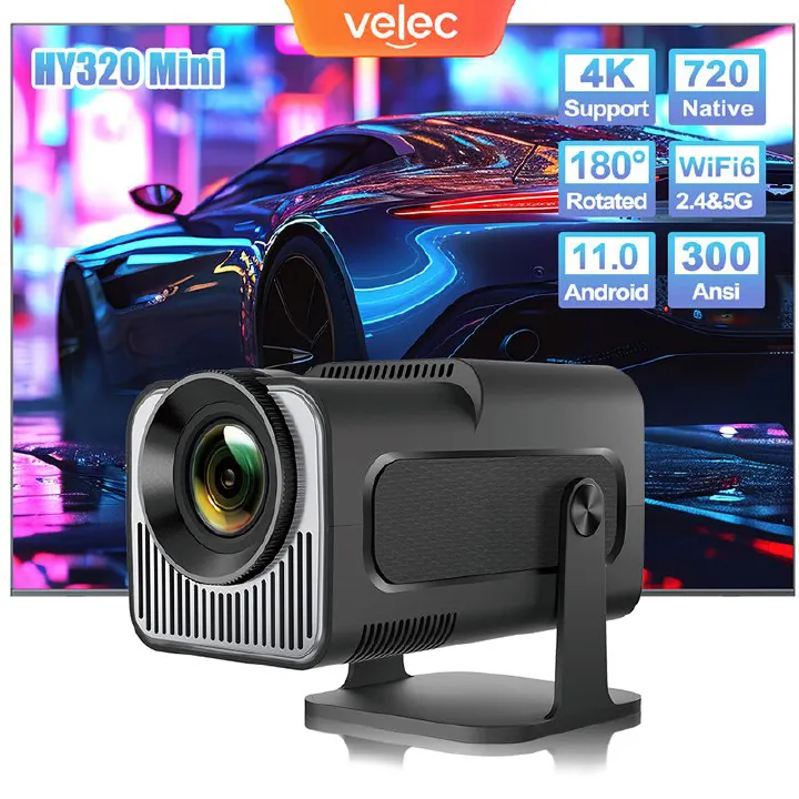 New short-throw HY320mini small projector home living room dormitory wall-mounted portable mini 4K projector