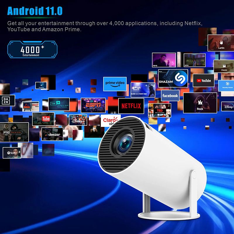 2024 Newest HY300pro Smart Android 11 Dual wifi Home Theater Projector Portable HD Proyector Mini 4k video projectors