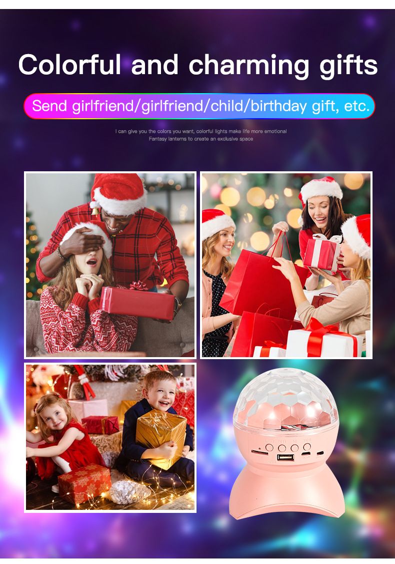 Colorful crystal magic ball USB music night light KTV colorful Bluetooth speaker stage light Christmas projection light