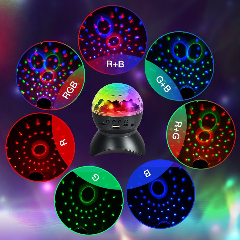 Colorful crystal magic ball USB music night light KTV colorful Bluetooth speaker stage light Christmas projection light