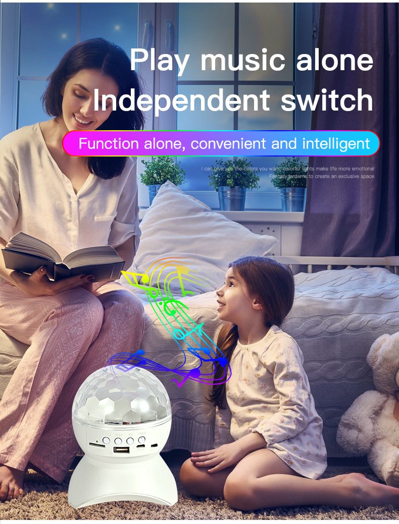 Colorful crystal magic ball USB music night light KTV colorful Bluetooth speaker stage light Christmas projection light
