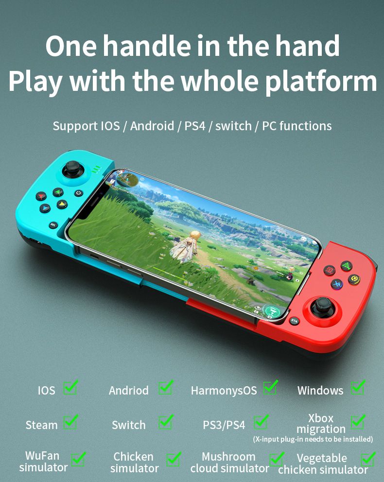 D3 Wireless BT 5.0 Stretchable Gamepad For Mobile Phone Android IOS Devices Retractable Joystick for PC Video Game Controller