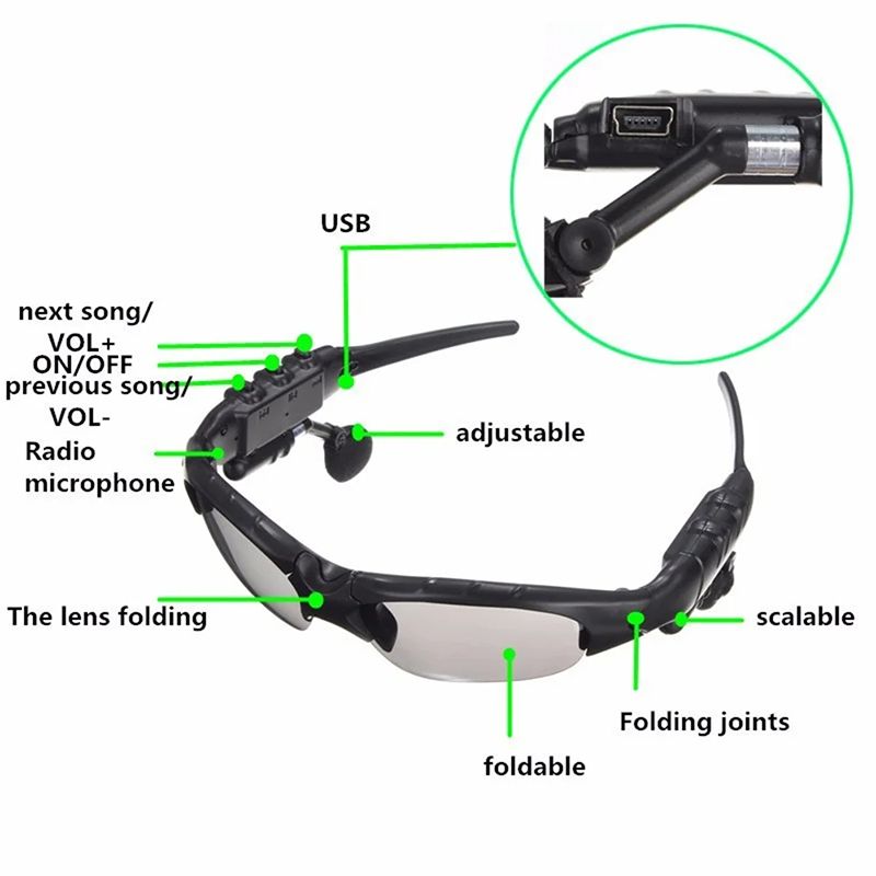Outdoor Bluetooth sunglasses wireless headphones sports hands-free Bluetooth headset for iOS Android phones Sports sunglasses