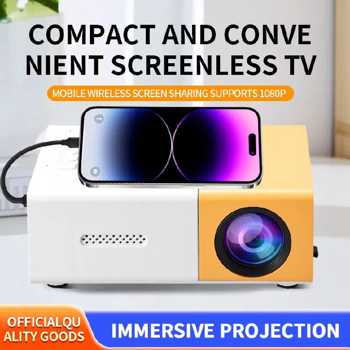 YG300 Mini Mobile HD Projector Portable Home Theater Projector with USB HD Video 1080p Smart Projector