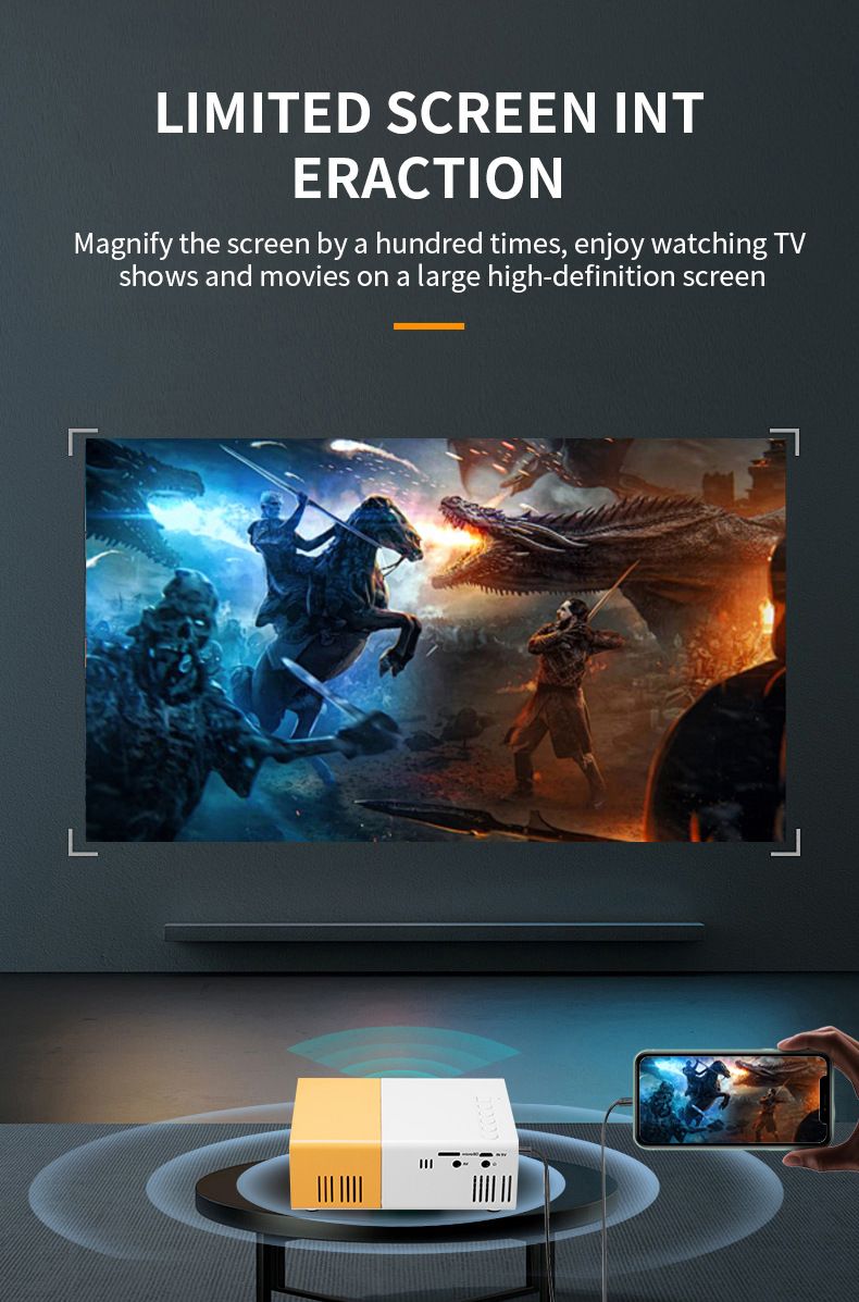 YG300 Mini Mobile HD Projector Portable Home Theater Projector with USB HD Video 1080p Smart Projector