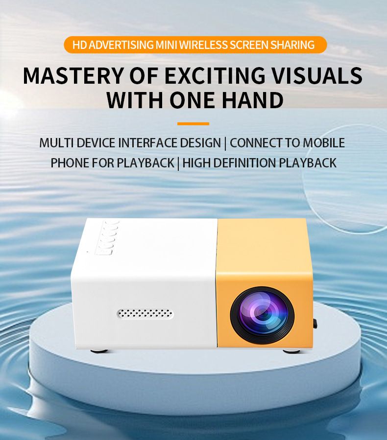 YG300 Mini Mobile HD Projector Portable Home Theater Projector with USB HD Video 1080p Smart Projector