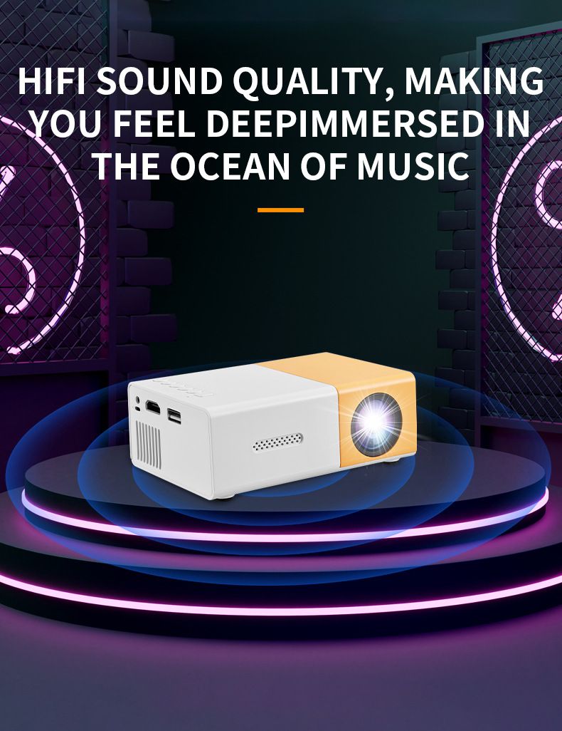 YG300 Mini Mobile HD Projector Portable Home Theater Projector with USB HD Video 1080p Smart Projector
