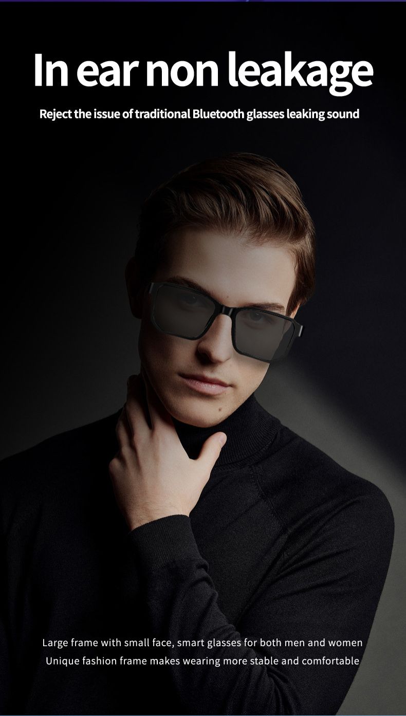 New smart bluetooth glasses headset myopia glasses listening to music and making calls all-in-one flat glasses audio reading glasses