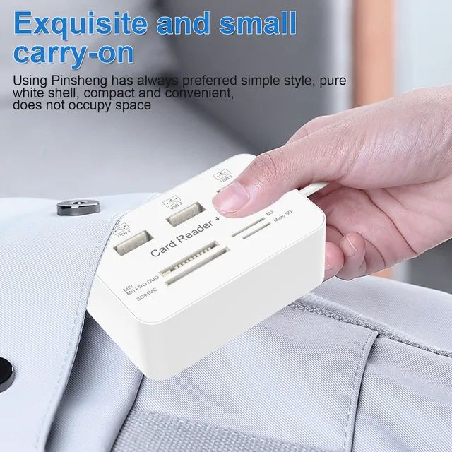 Hubs Card Reader and 3 Ports USB Hubs High Speed External Memory Card Reader (MS Micro SD SD/MMCM2TF Card) White