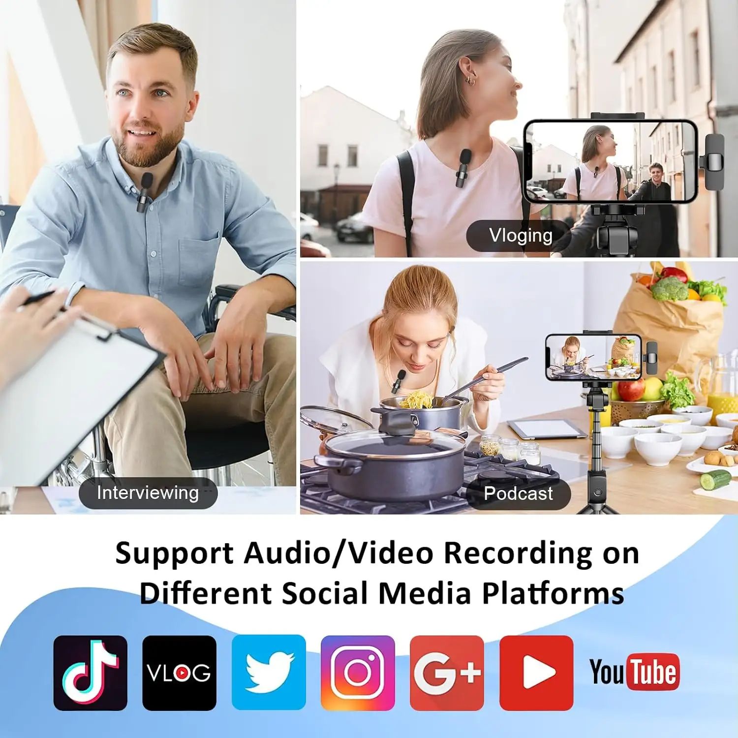 K9 Type-C Wireless Bluetooth Lavalier Microphones Portable Audio Video Recording Mini Mic for Phone Live Broadcast Gaming Mic Wireless Microfone for TIKTOK Youtube FacebookGame Photo Video Accessories