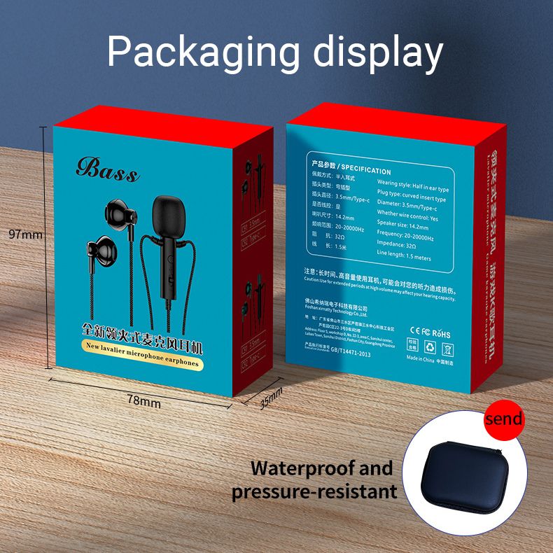 Lavalier Microphones Wired Earphones Earplugs Noise reduction anchor karaoke recording game 3.5mm Type-c headset high-quality mobile phone computer headset