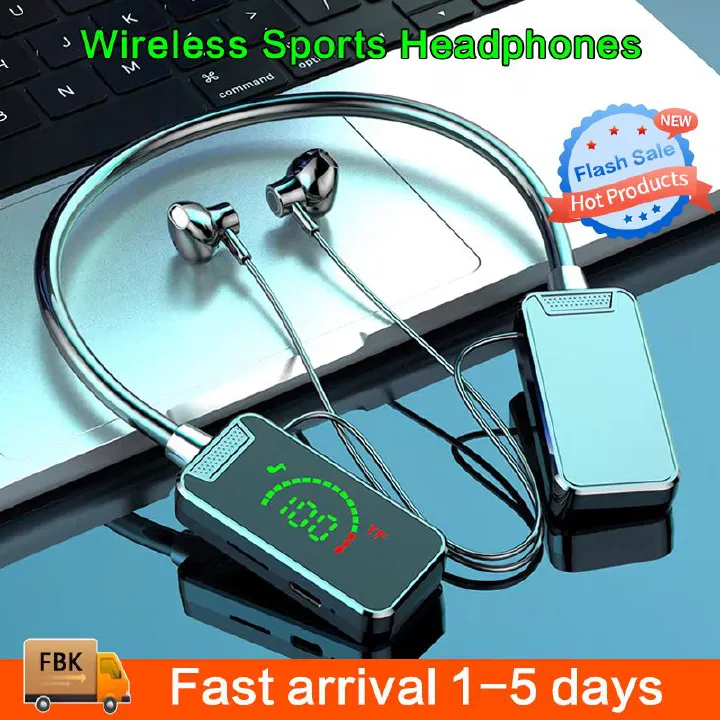 New style neck hanging bluetooth headset sports karaoke super long standby super large digital display LED display stereo HIFI headphones sports noise reduction headphoneseadset