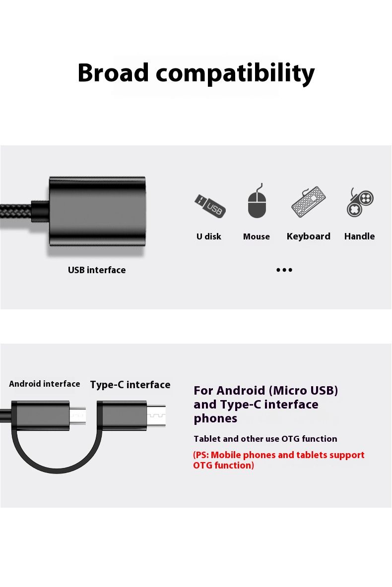 2 In 1 OTG Adapters Multi-port Adapter Cable Android Type-C  Cable USB Flash Drive Suitable For Mobile Phones, Computers And TabletsMobile Phone Adapter USB 3.0 Adapter USB Data Cable