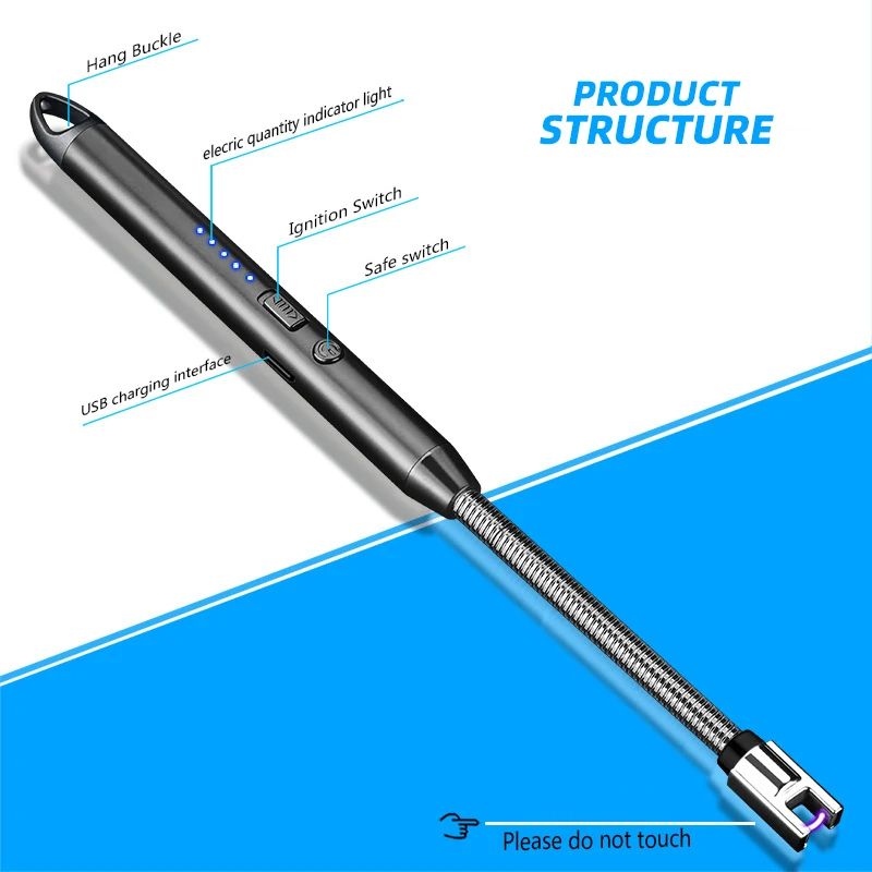 USB Rechargeable Lighters Kitchen Tools Outdoor BBQ Windproof Arc Pulse Fire Igniter 360 Degree Free Rotation Lighter USB Charging Lighters for Give a Gift