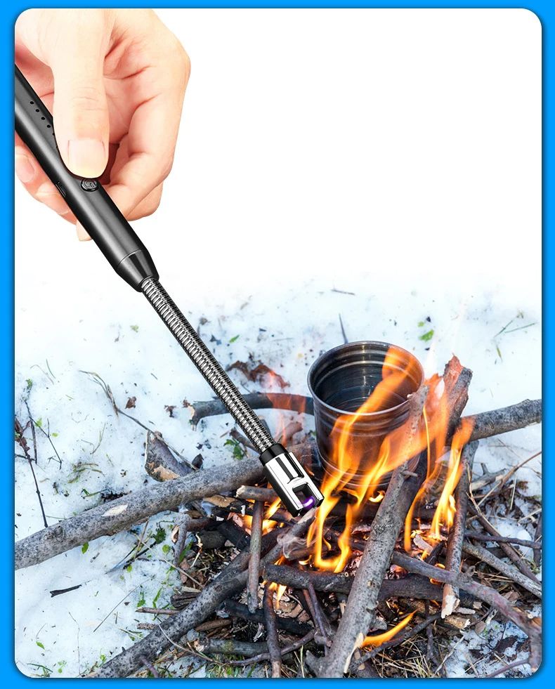 USB Rechargeable Lighters Kitchen Tools Outdoor BBQ Windproof Arc Pulse Fire Igniter 360 Degree Free Rotation Lighter USB Charging Lighters for Give a Gift