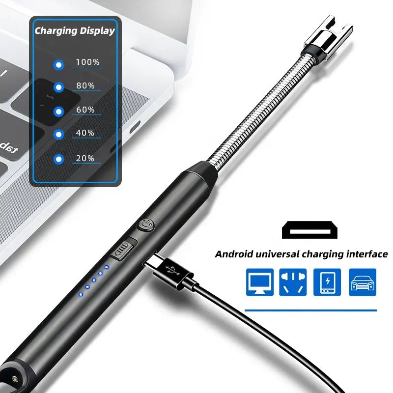 USB Rechargeable Lighters Kitchen Tools Outdoor BBQ Windproof Arc Pulse Fire Igniter 360 Degree Free Rotation Lighter USB Charging Lighters for Give a Gift