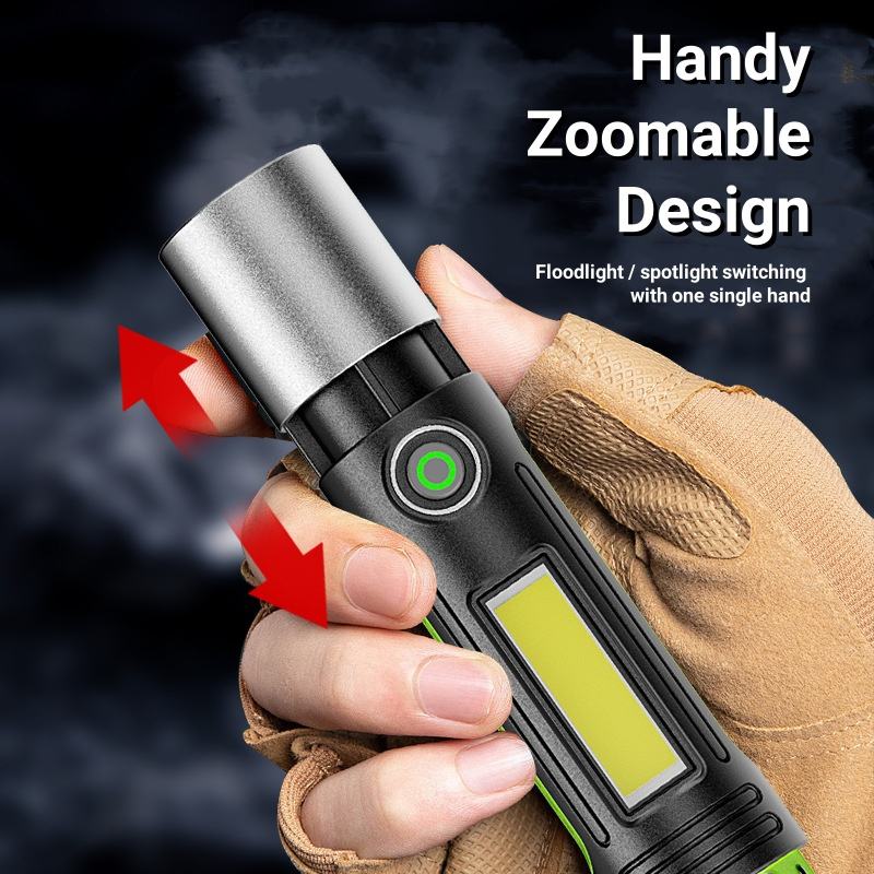 Portab LED Flashlights USB Rechargeable Torch New Upgrades Emergency Strong Powerful Flashlight Multifunctional Outdoor Lighting Accessories Camping Light Work Light Tent Light Focus LED Lamp