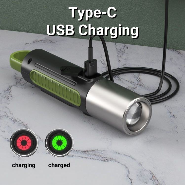 Portab LED Flashlights USB Rechargeable Torch New Upgrades Emergency Strong Powerful Flashlight Multifunctional Outdoor Lighting Accessories Camping Light Work Light Tent Light Focus LED Lamp