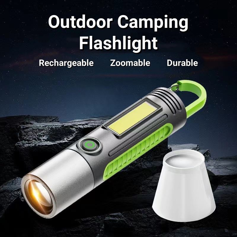 Portab LED Flashlights USB Rechargeable Torch New Upgrades Emergency Strong Powerful Flashlight Multifunctional Outdoor Lighting Accessories Camping Light Work Light Tent Light Focus LED Lamp