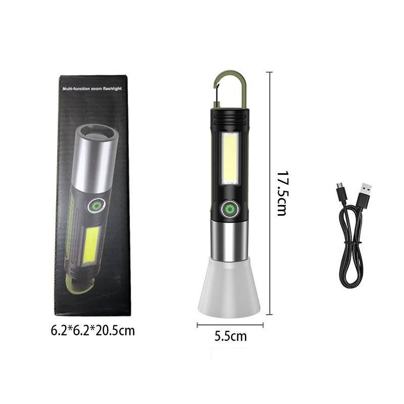 Portab LED Flashlights USB Rechargeable Torch New Upgrades Emergency Strong Powerful Flashlight Multifunctional Outdoor Lighting Accessories Camping Light Work Light Tent Light Focus LED Lamp
